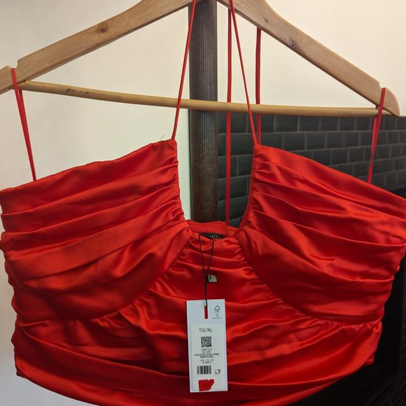 NWT Dynamite Red Ruched Halter Top s:XL - Picture 5 of 7